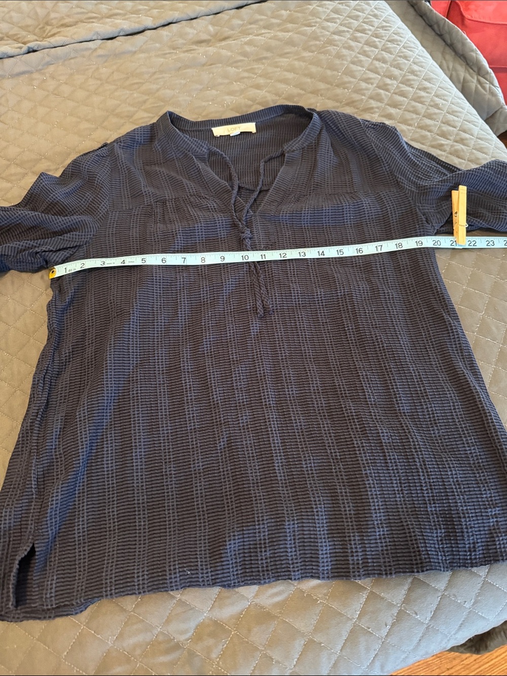 Women’s Navy Textured Short-Sleeve Shirt